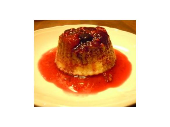 Coconut Cream Puddings with Berry Syrup 