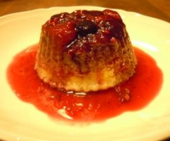 Coconut Cream Puddings with Berry Syrup 