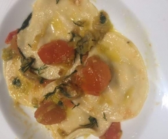 Salmon Ravioli (agnelotti) Pasta with Butter & sage sauce