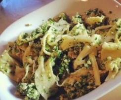 Hand cut pappardelle with Broccoli and Cashew nut Pesto