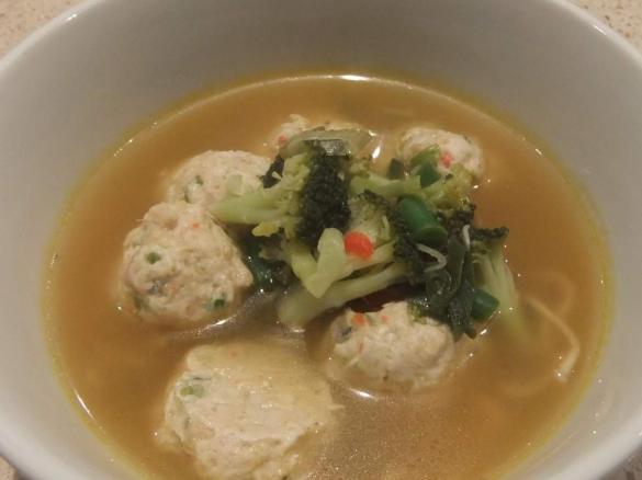 Chicken and Fish Balls in Asian Noodle Broth