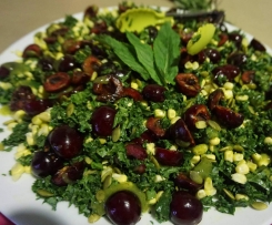 Kale & Cherry Salad with Mango Mint Dressing