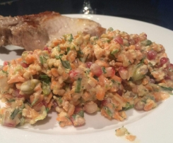 Carrot salad with tahini and crisped chickpeas