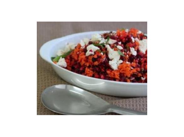 Beetroot and Carrot Salad with Feta & Pomegranate Molasses