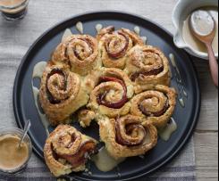 Bacon and cinnamon scrolls with salted maple glaze
