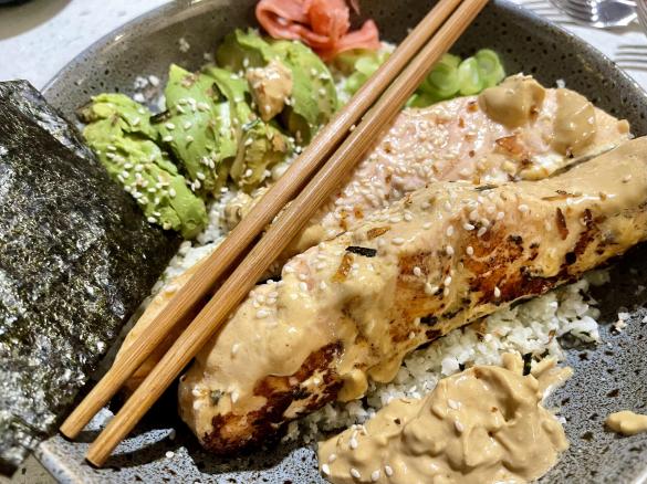 Cauliflower and Salmon Sushi Bowl