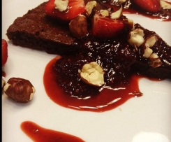 Chocolate Hazelnut Torte with Balsamic Strawberry Sauce
