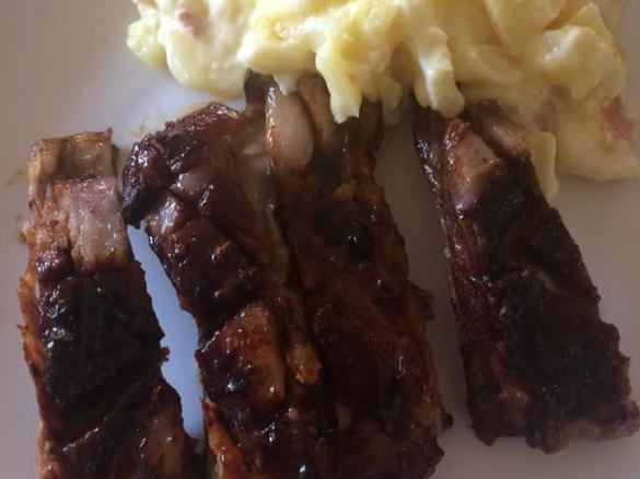 Lamb ribs with an apricot glaze