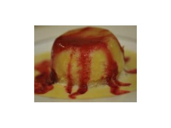 Rhubarb and Orange Pudding in Creme Anglaise