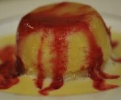Rhubarb and Orange Pudding in Creme Anglaise