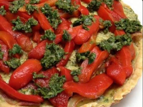Mascarpone and Herb Tart with Roasted Capsicum