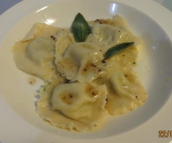 Pumpkin & Pine Nut Ravioli with Burnt Sage Butter Sauce