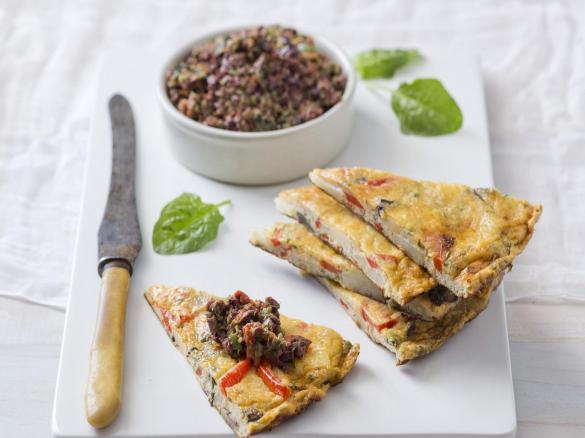 Capsicum and Potato Tortillas with Olive Tapenade