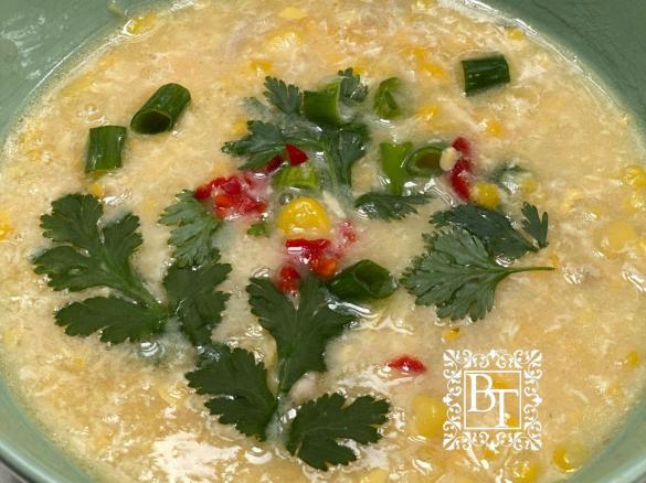 Bec's Table Chicken And Corn Soup with Egg Ribbons