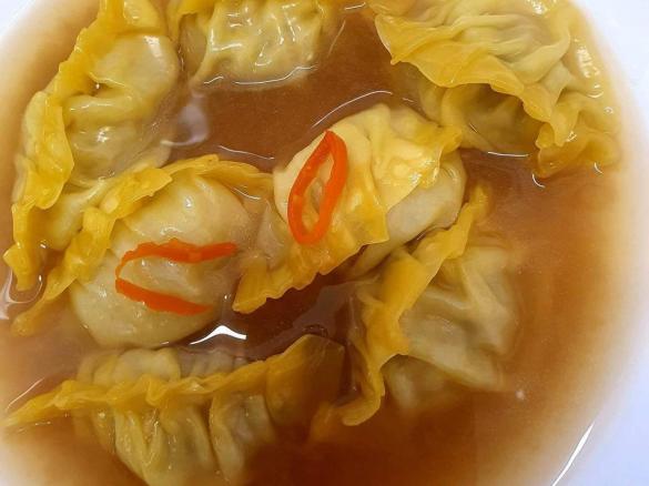 Potsticker dumplings and broth