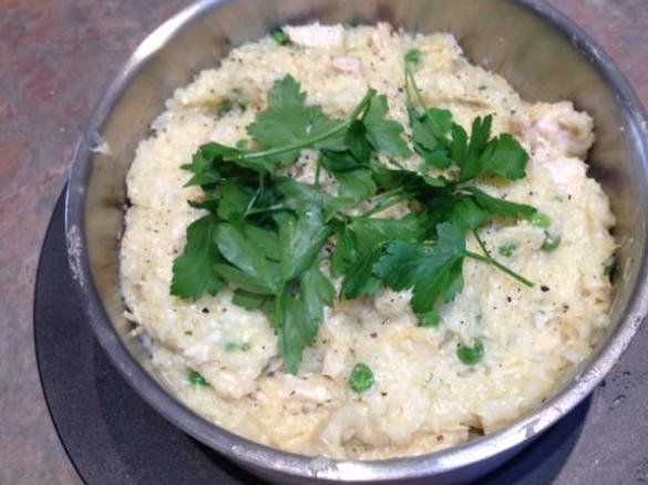 Chicken, pea and parmesan risotto