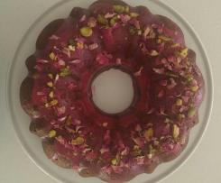 Apricot almond cake with rosewater and cardamom