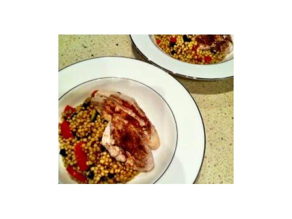 Moroccan Pearl Cous Cous with Steamed Chicken