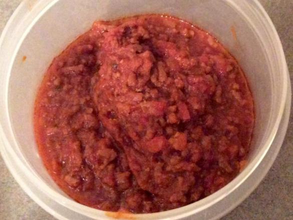 Chunky and thick spaghetti bolognese sauce