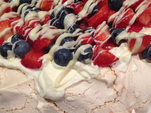 Berry and white chocolate pavlova