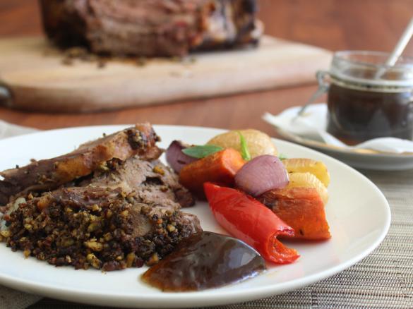 Moroccan style crusted lamb