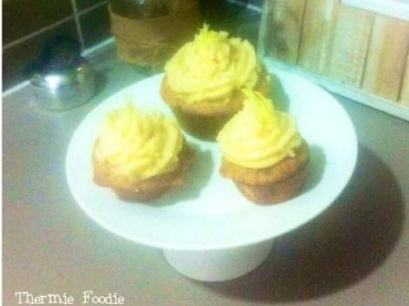 Vanilla Coconut Cupcakes with Lemon Frosting (nut free, grain free, gluten free, refined sugar free, dairy free)