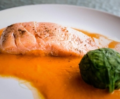 George Calombaris' Confit Salmon with Spinach and Tomato