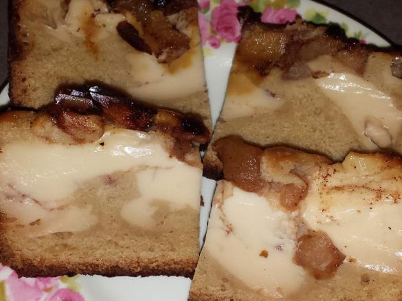 Stewed Apple Custard Tea Cake