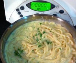 Creamy Bacon and Mushroom Spaghetti