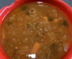 Sweet potato soup with Lentils and Bacon