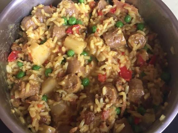 Curried Sausages with rice