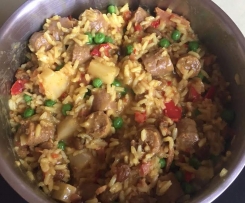 Curried Sausages with rice