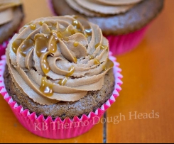 Chocolate Mars Bar Cupcakes (with peanut butter icing and salted caramel)