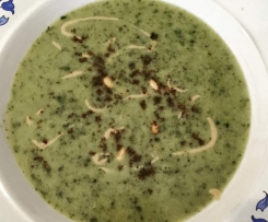 DLT broccoli soup with Tahini and pinenut Zaatar crumb