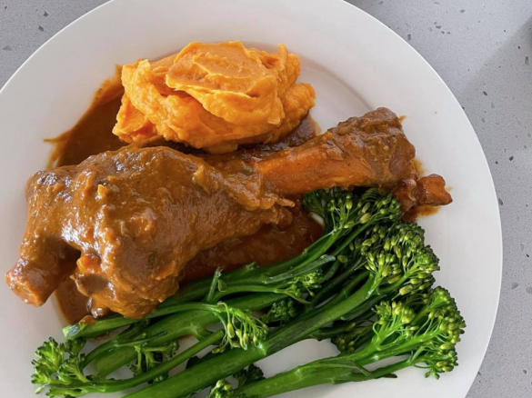 Lamb Shanks with mixed vegetable sauce
