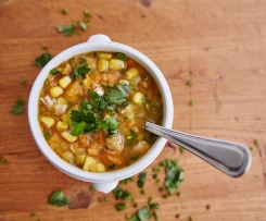 Chicken, leek and corn soup