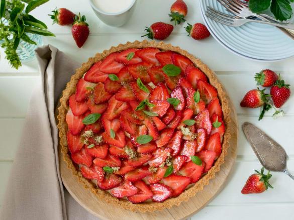 Strawberry Tart with Basil Sugar