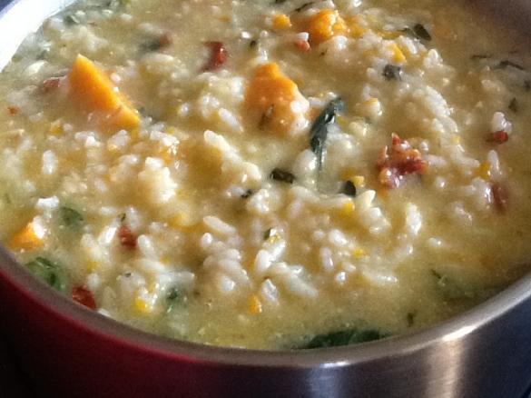 Pumpkin, Sun Dried Tomatoes, Spinach and Feta Risotto.