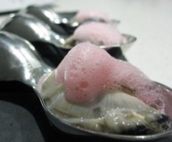 Oyster Shots with Rhubarb Foam