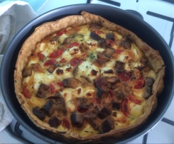 Pumpkin, Feta, Chorizo, and Caramelised Onion, Tart