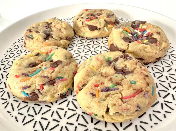 Soft & Chewy Rainbow Chocolate Chip Cookies