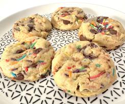 Soft & Chewy Rainbow Chocolate Chip Cookies