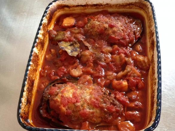 Greek baked eggplant with lamb