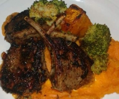 BALSAMIC LAMB CUTLETS WITH SWEET POTATO MASH