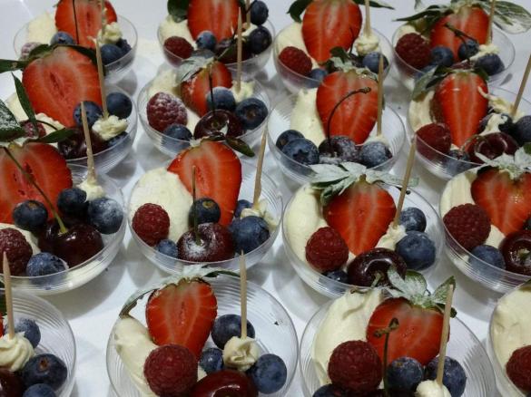 WHIPPED WHITE CHOCOLATE AND COCONUT  GANACHE WITH FRESH BERRIES