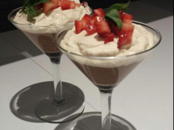 Mascarpone chocolate and wattleseed cream dessert