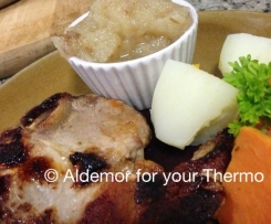 Pan Fried Pork with Veg & Fruit Puree