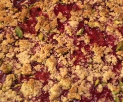 Rhubarb, Raspberry,Whole orange, Apple crumble.