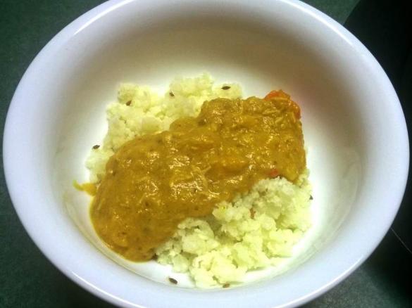 Chicken and Hidden Veg Curry with Cauliflower Cummin Rice