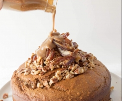 Banana Date Cake with Caramel Sauce